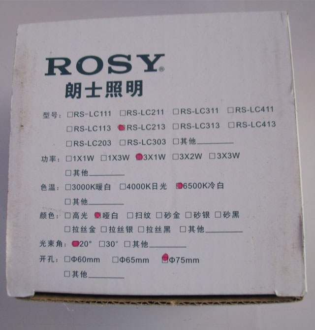 ��ʿLEDͲ�����컨�� LED��RS-LC213�����ף� 3��1w ���bǶ��ʽ �_�צ�72mm ܇�X���|����ɫ